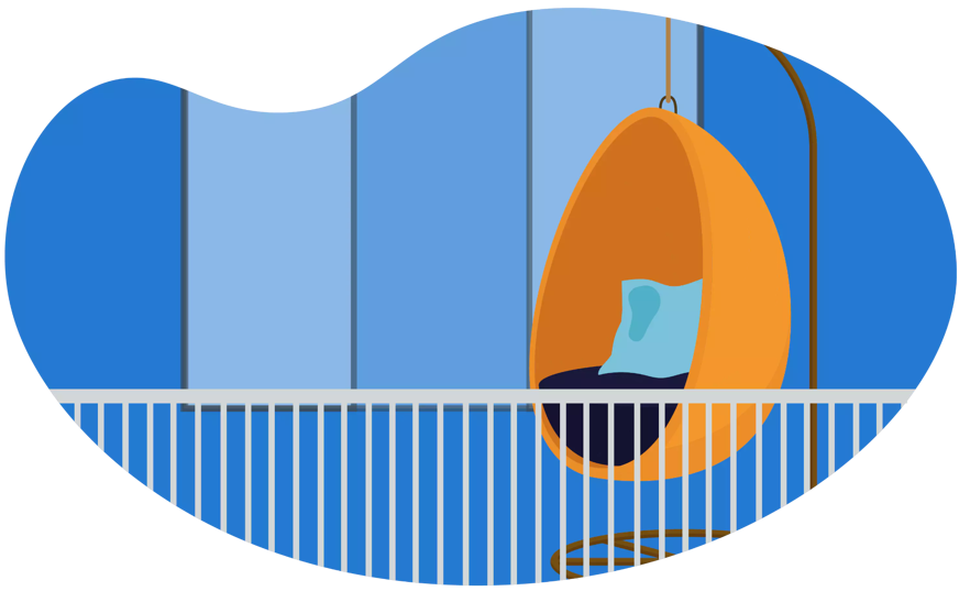 Egg chair on balcony